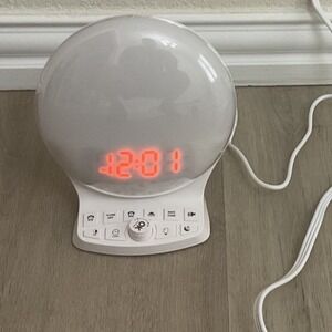 Wake Up Light Alarm Clock Sunrise Simulation FM Radio USB Port White CR1013